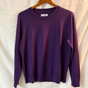 Wool& Maeve Crewneck 100% Merino Sweater, Royal Fig, L